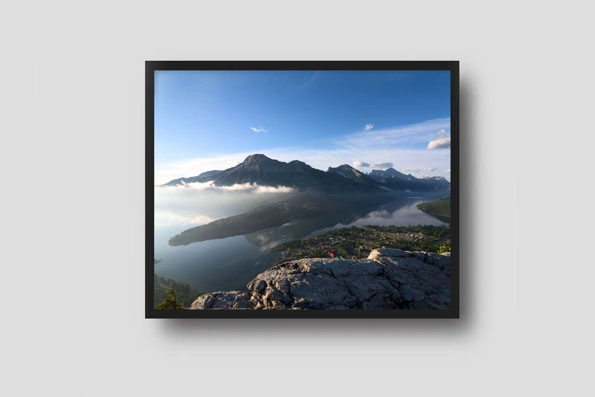 Straight Down. - Framed Top Of Waterton Lakes Waterton framed art