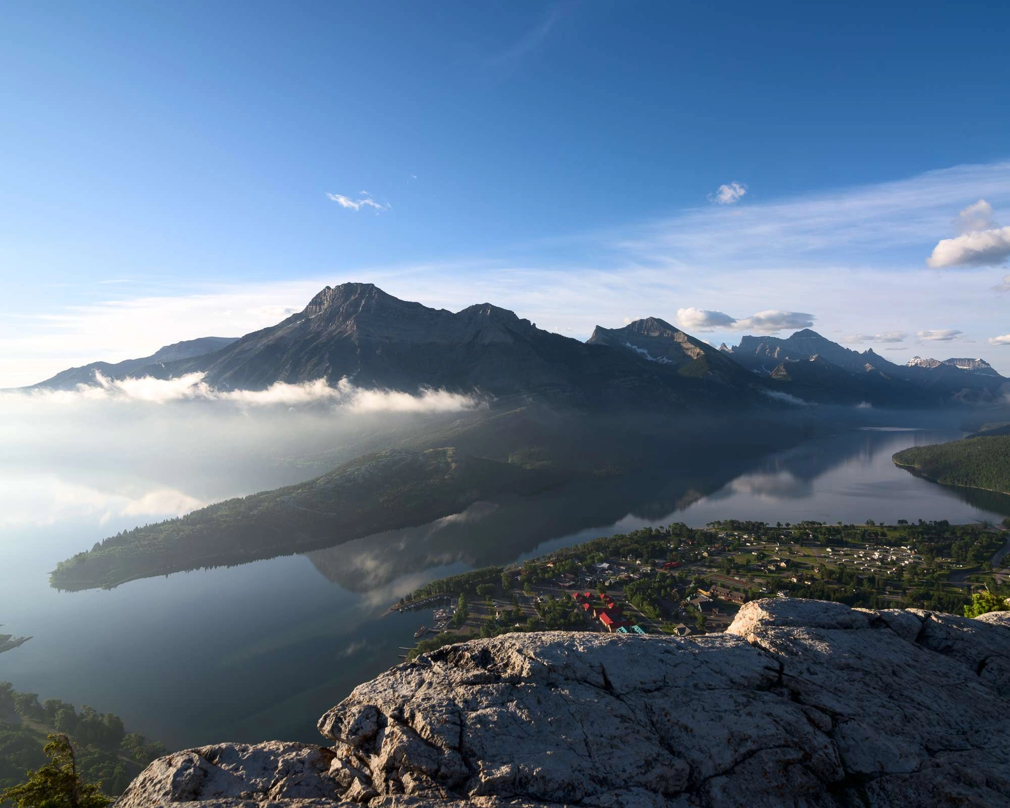 Mountain top waterton lakes